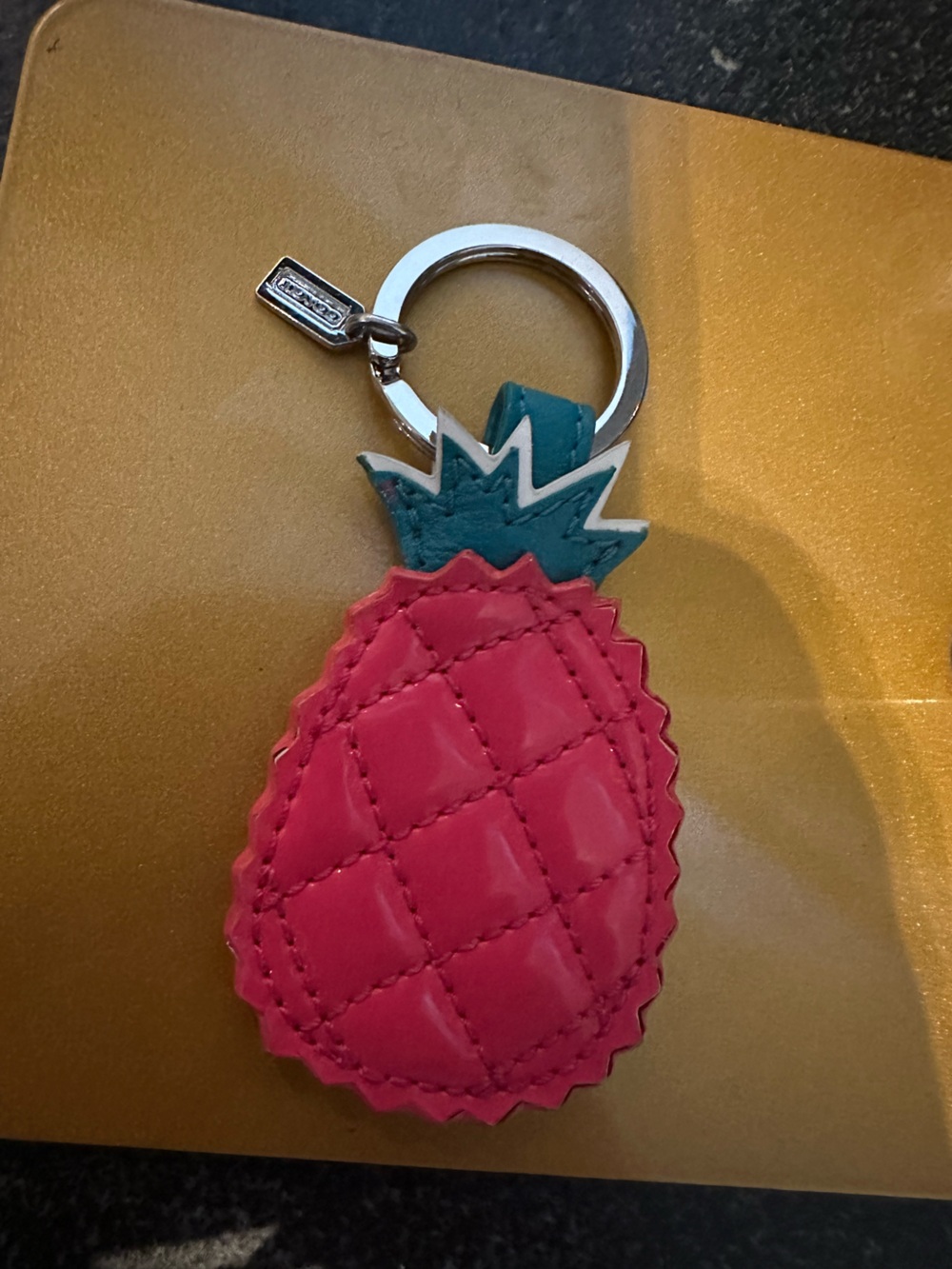 Coach Pink & Teal Pineapple Keyring Charm